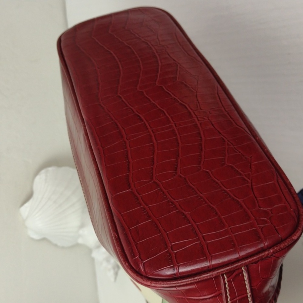 Brighton-esque Whimsical Heart Butterfly Croc-Embossed Leather Trim Purse Bag - Picture 10 of 16